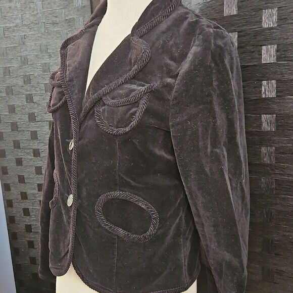 Luii Women's Black Velvet Corset Back Jacket Size Medium - Picture 4 of 13